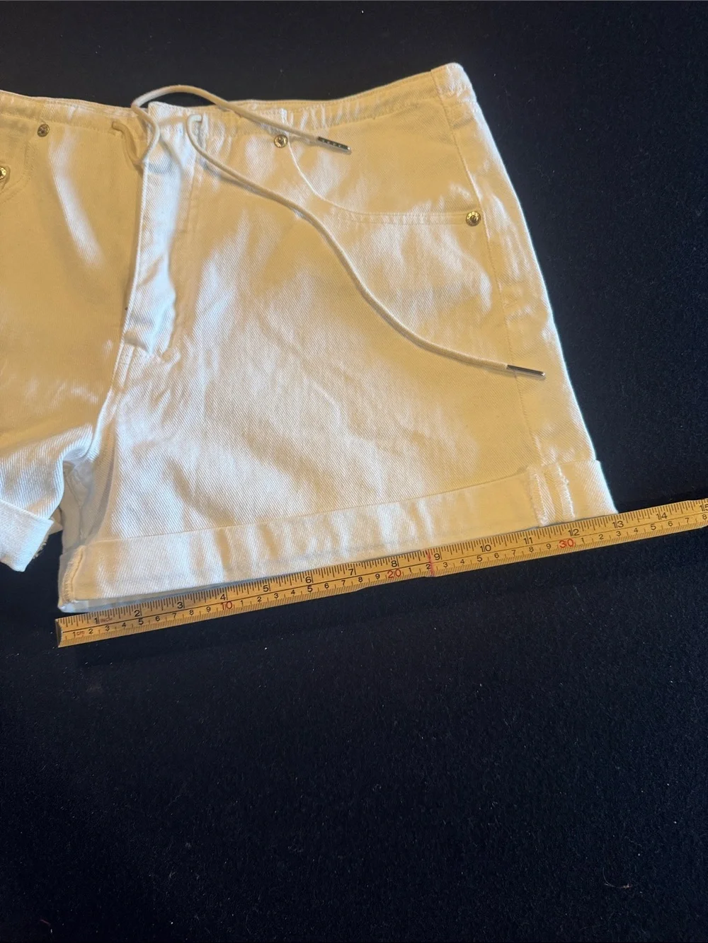 DAZE White Drawstring Denim Athletic Shorts